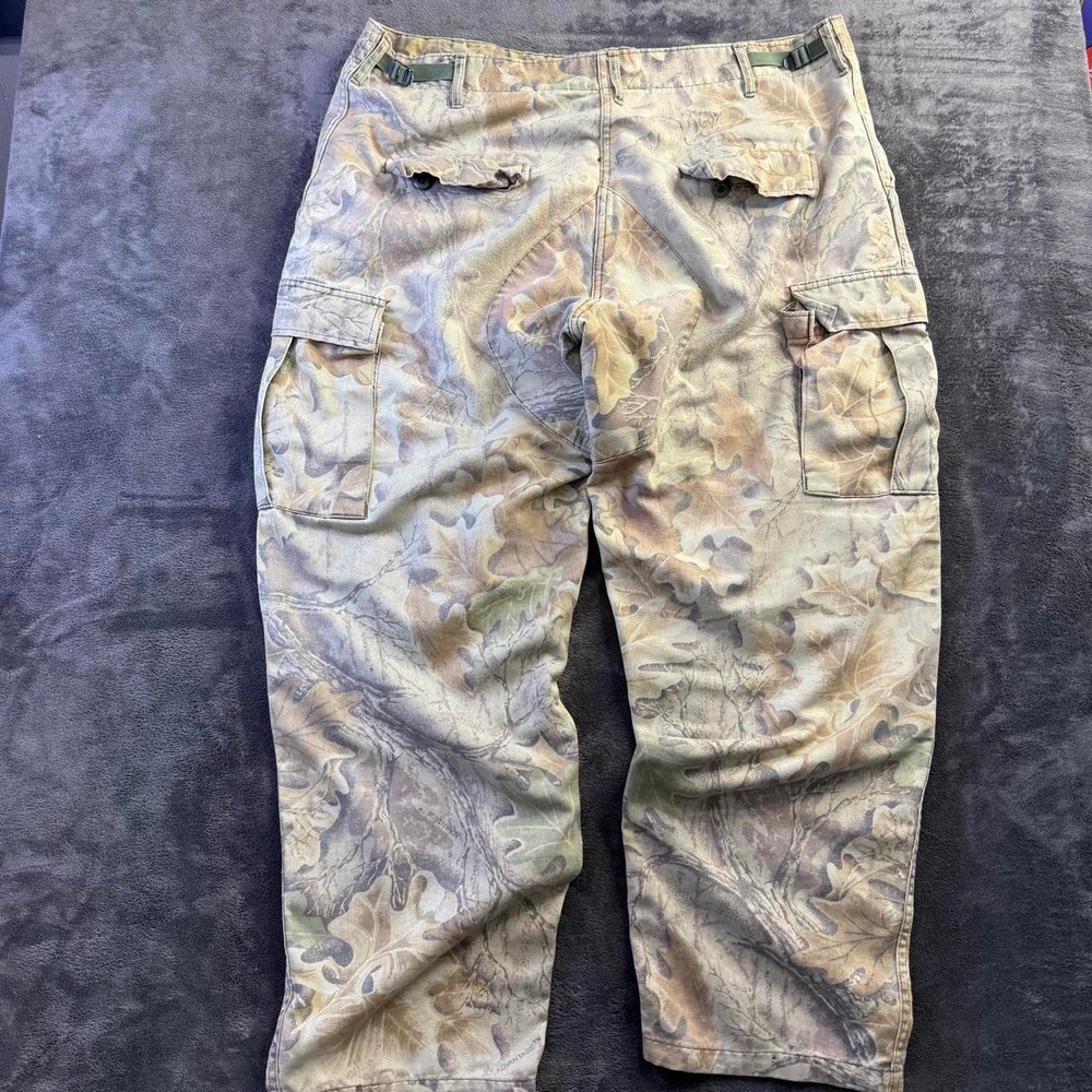Vintage Camo Cargo Pants Mens 40x28 XL Short Leaf Print Hunting Outdoors - Picture 5 of 8